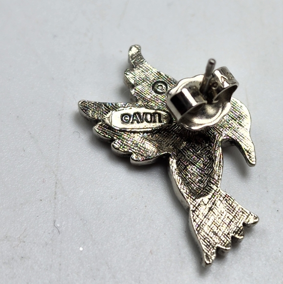 1994 Just For Spring Avon Hummingbird Earrings Faux Marcasite Pierced Amethyst - Picture 5 of 8